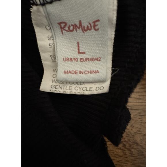 Y2K Black Ribbed Lace Cropped Cardigan Button Up Coquette Fairy Grunge Top L - Picture 6 of 10